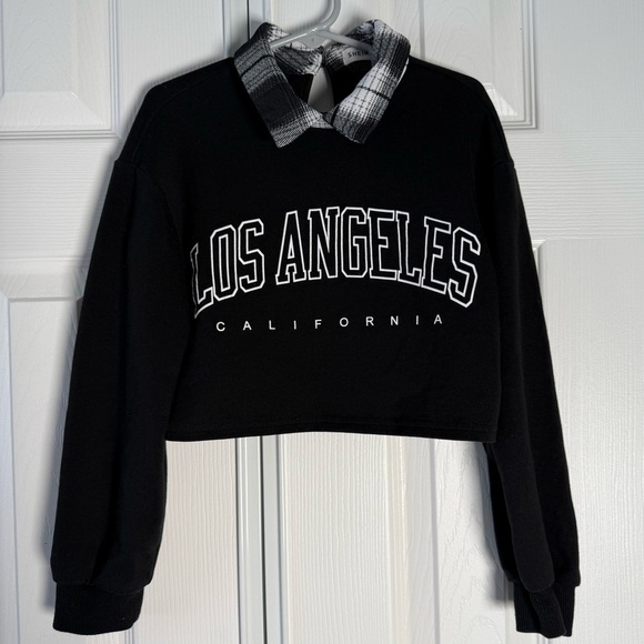 Shein Kids Los Angeles Black Cropped Sweatshirt - Picture 2 of 3